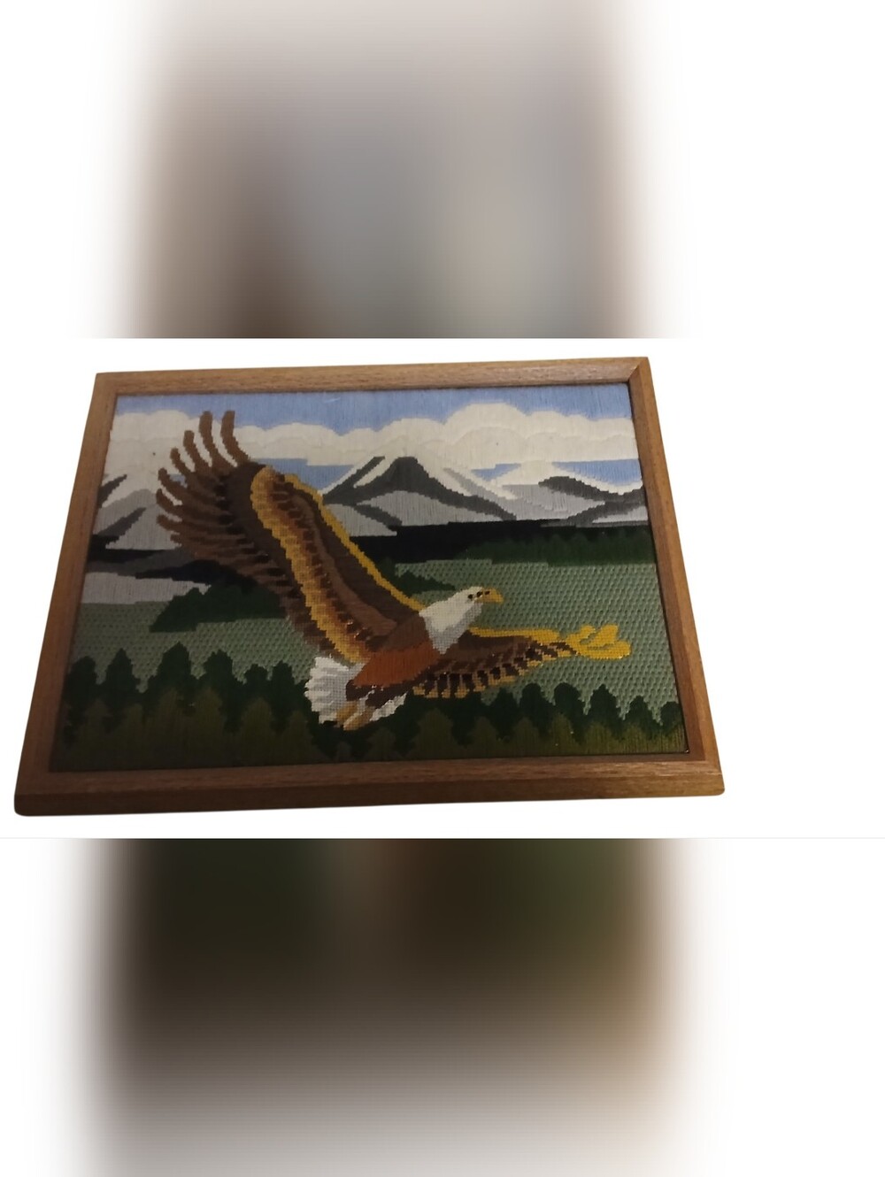 Vintage Crewl Art Eagle Wall Hanging.